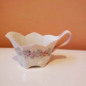 Vintage Creamer with Flowers, Upcycled Pink Cream Pitcher, Handpainted Pottery
